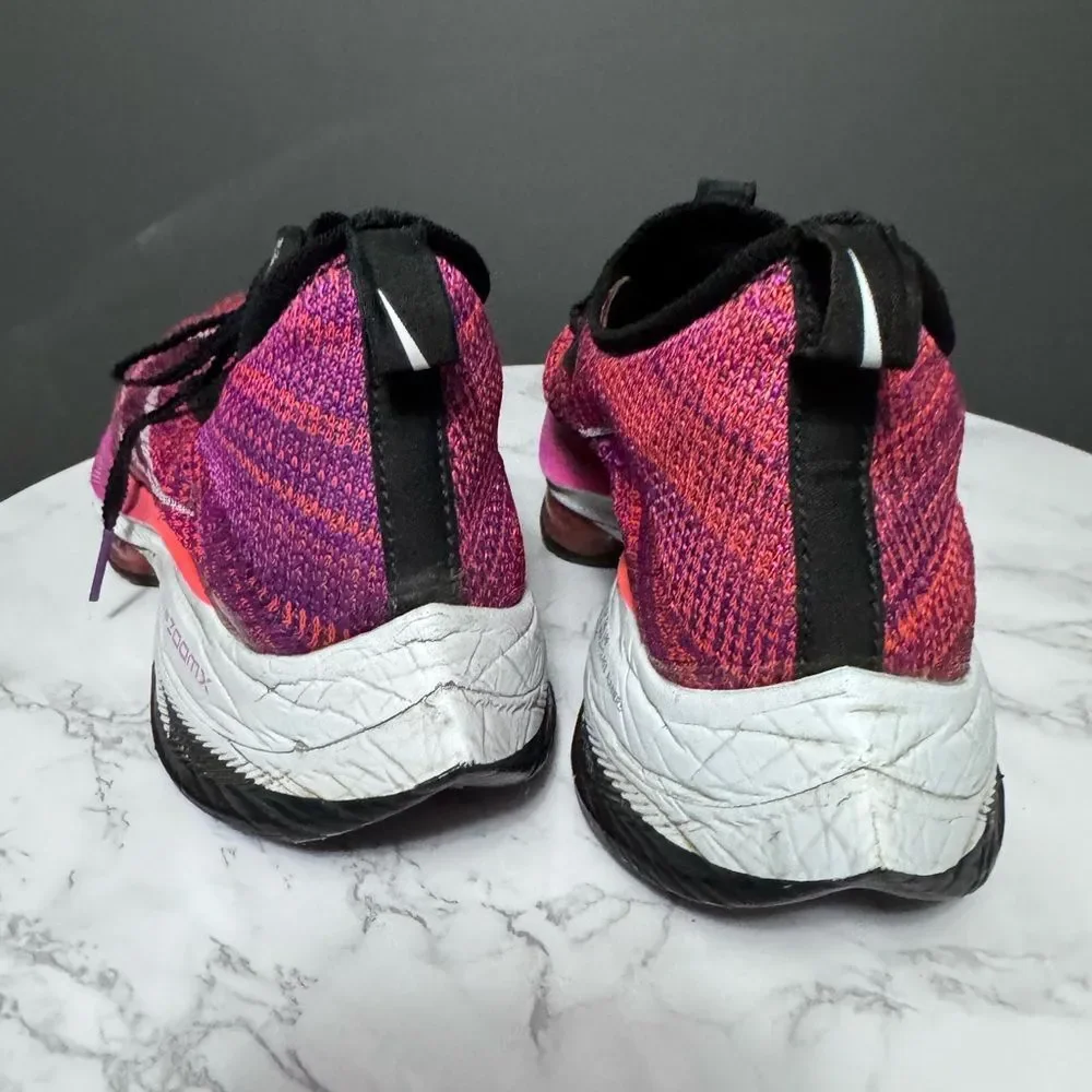 Nike Women's Pink Multi Flyknit Running Shoes - Picture 6 of 11